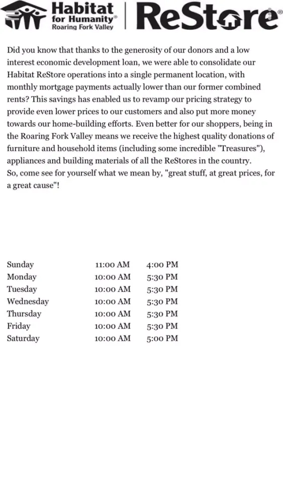 Roaring Fork Valley ReStore Screenshots